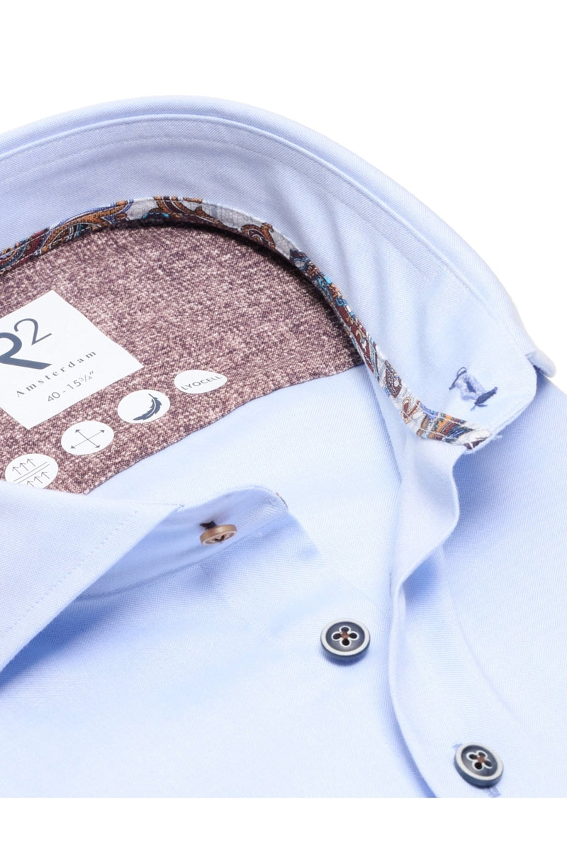 Direct From Brand,R2 Amsterdam, R2 Amsterdam Light Blue Tencel Shirt, Blue, Large-45-Tag41