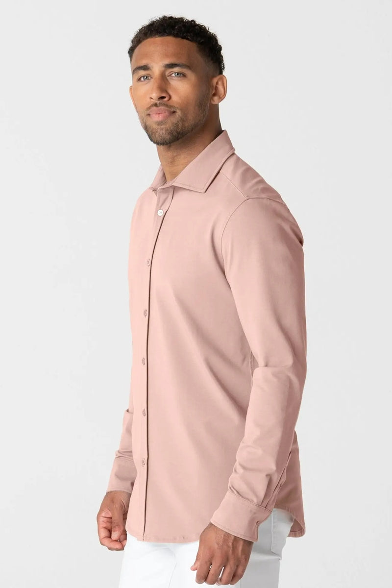 Faire,Swet Tailor, Swet Tailor Pearl Blush Knit Polished Shirt, Pink, Small-40-TagS