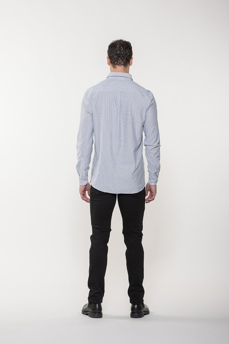 Wholesale,American Heritage, American Heritage Blue/White Striped Knit Performance Shirt, Blue, Large-47-TagLExtra Large-50-TagXLExtra Extra Large-53-TagXXLSmall-41-TagSMedium-44-TagM
