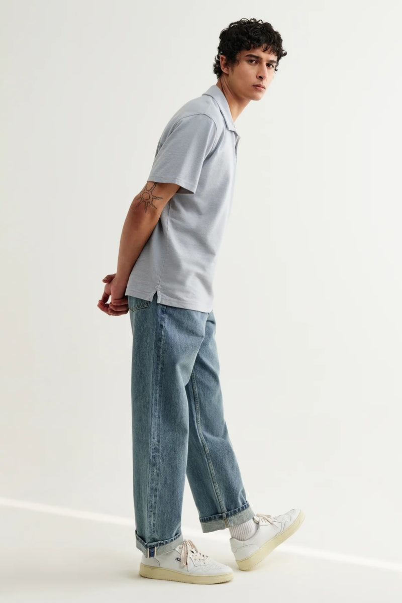 Wholesale,Wax London, Wax London Blue Textured Organic Cotton Polo, Blue, Extra Large-47-TagXL