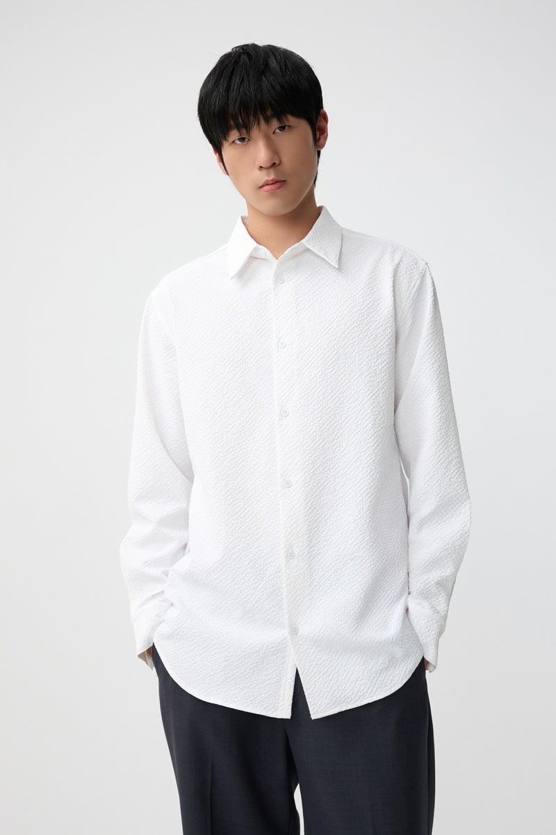 Direct From Brand,FYNE, FYNE White Bubble Cloth Textured Shirt, White, Medium-46-TagMLarge-48-TagLExtra Large-50-TagXL
