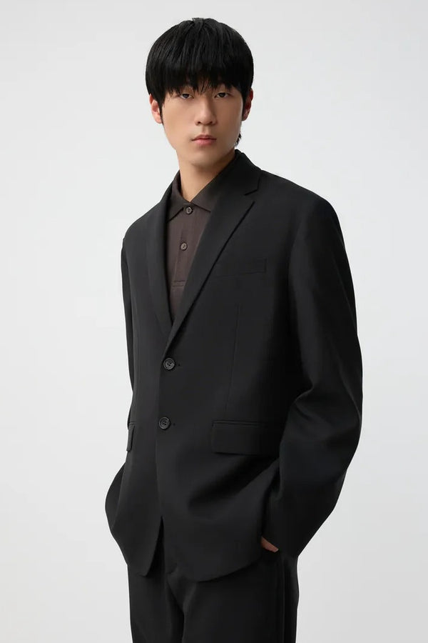FYNE Black Linen Feel Half-Lined Blazer