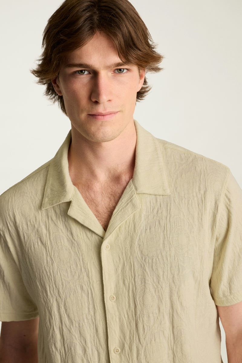 Wholesale,Bonobos, Bonobos Light Beige Floral Resort Jacquard Shirt, Cream, Medium-44-TagM
