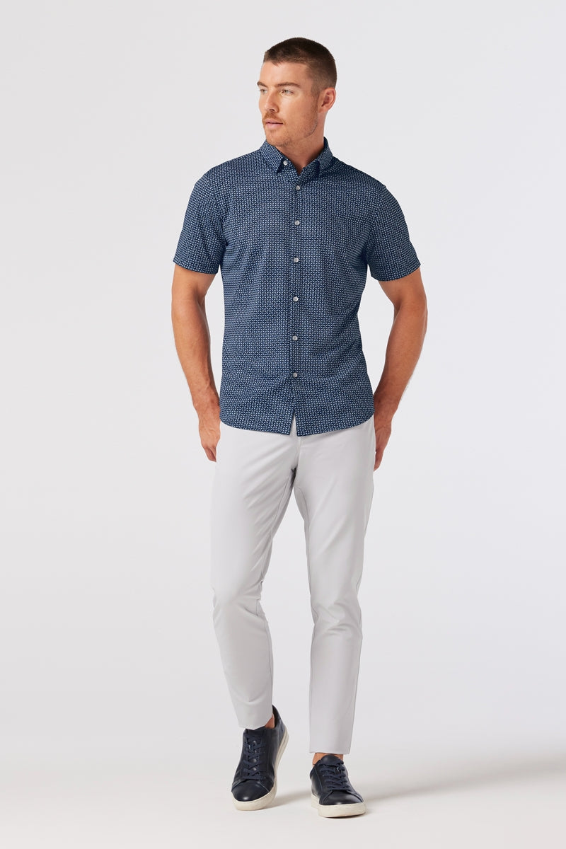 Wholesale,Mizzen + Main, Mizzen + Main Navy Tonal Textured Print No-Tuck Trim Shirt, Blue, Extra Large-49-TagXL