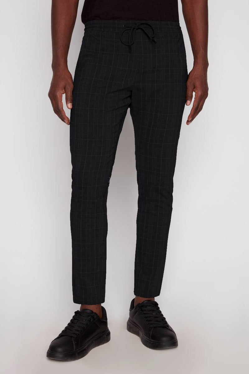 Wholesale,Projek Raw, Projek Raw Navy Plaid Brushed Bungee Drawstring Pant, Blue, 38W-31L-Tag38