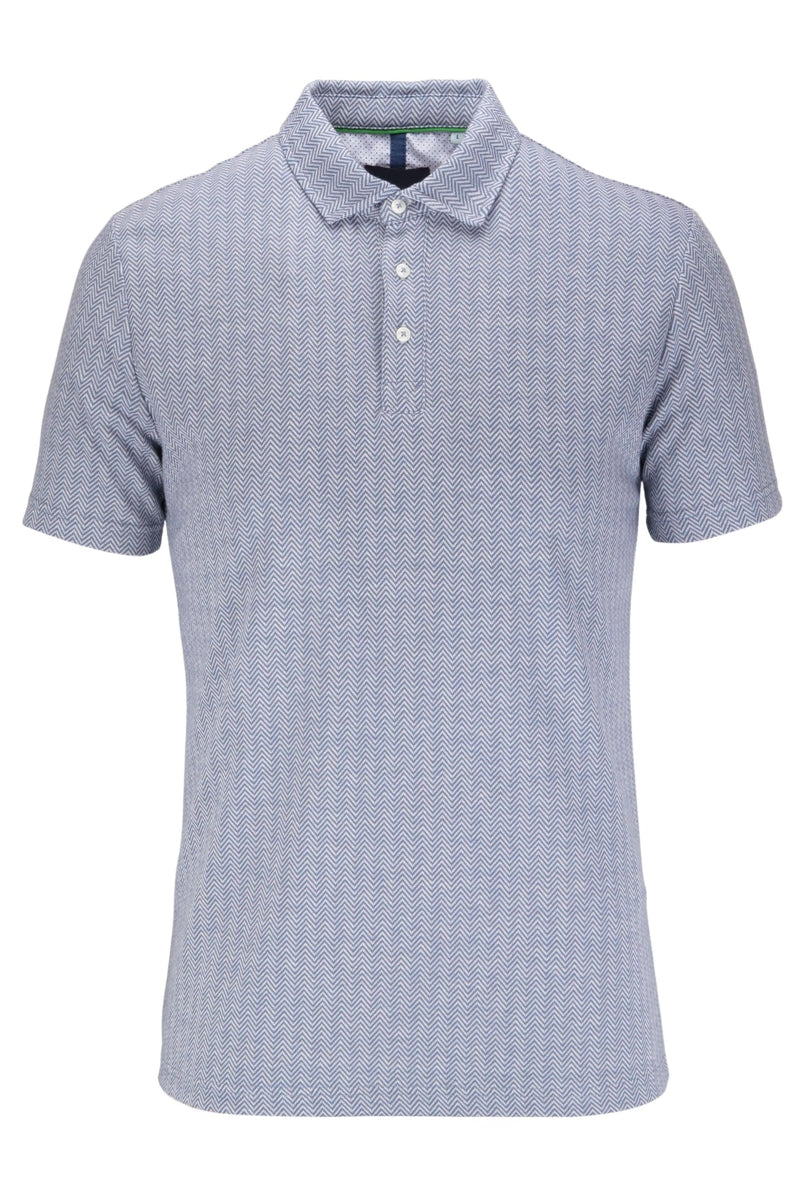 Faire,Guide London, Guide London Navy Blue Herringbone Knit Short Sleeve Polo, Blue, Medium-42-TagL