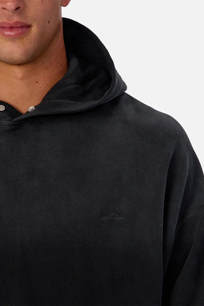 Wholesale,INDUSTRIE AUSTRALIA, INDUSTRIE AUSTRALIA Washed Black Snap Neck Hoodie, Black, Small-50-TagSMedium-52-TagMExtra Extra Large-58-TagXXL