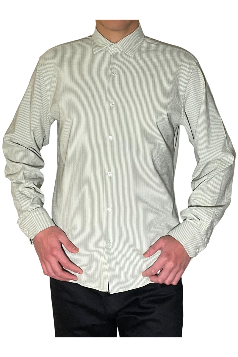 Wholesale,Mizumi, Mizumi Mint Striped Textured Button Up Shirt, Green, Large-46-TagL