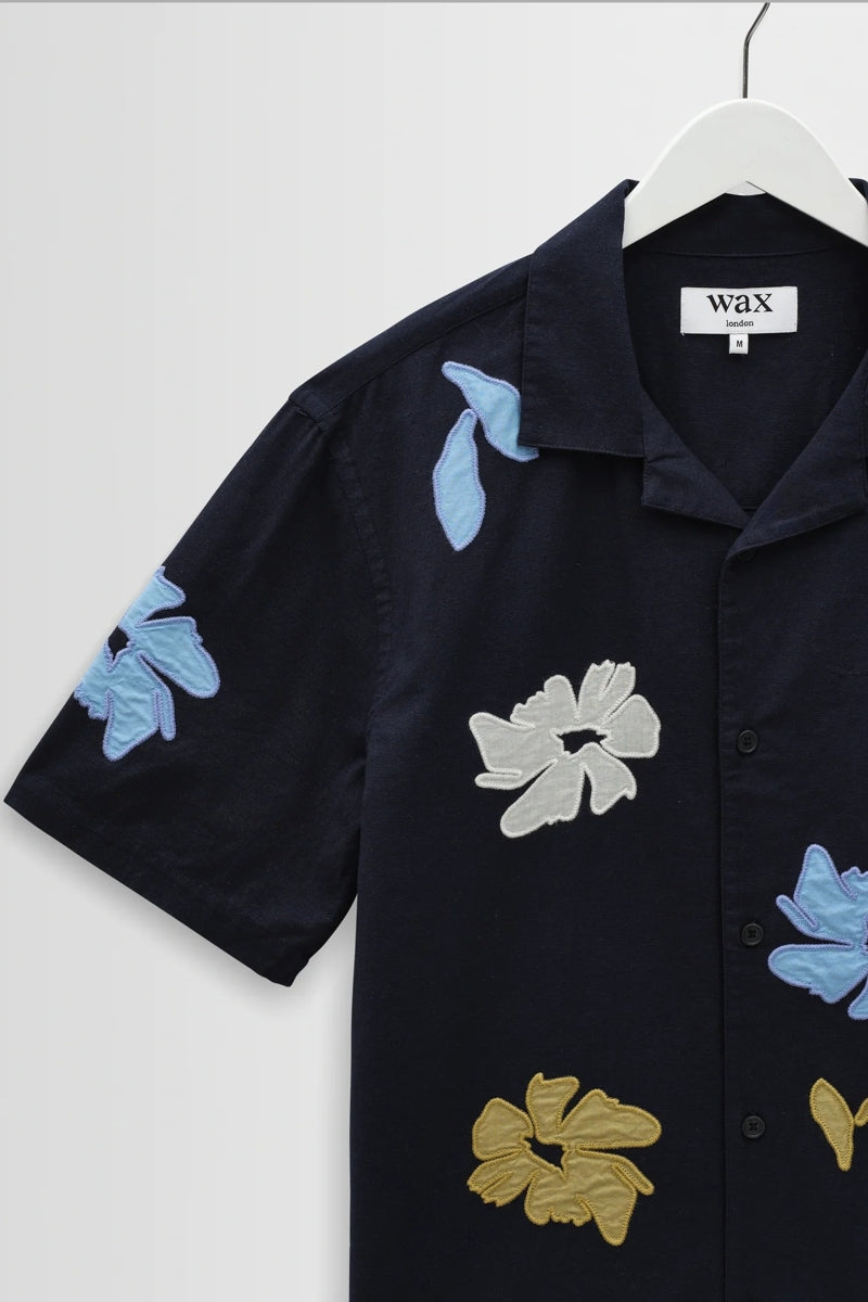 Wholesale,Wax London, Wax London Navy Multicolor Floral Botanical Applique Shirt, Blue, Medium-45-TagM