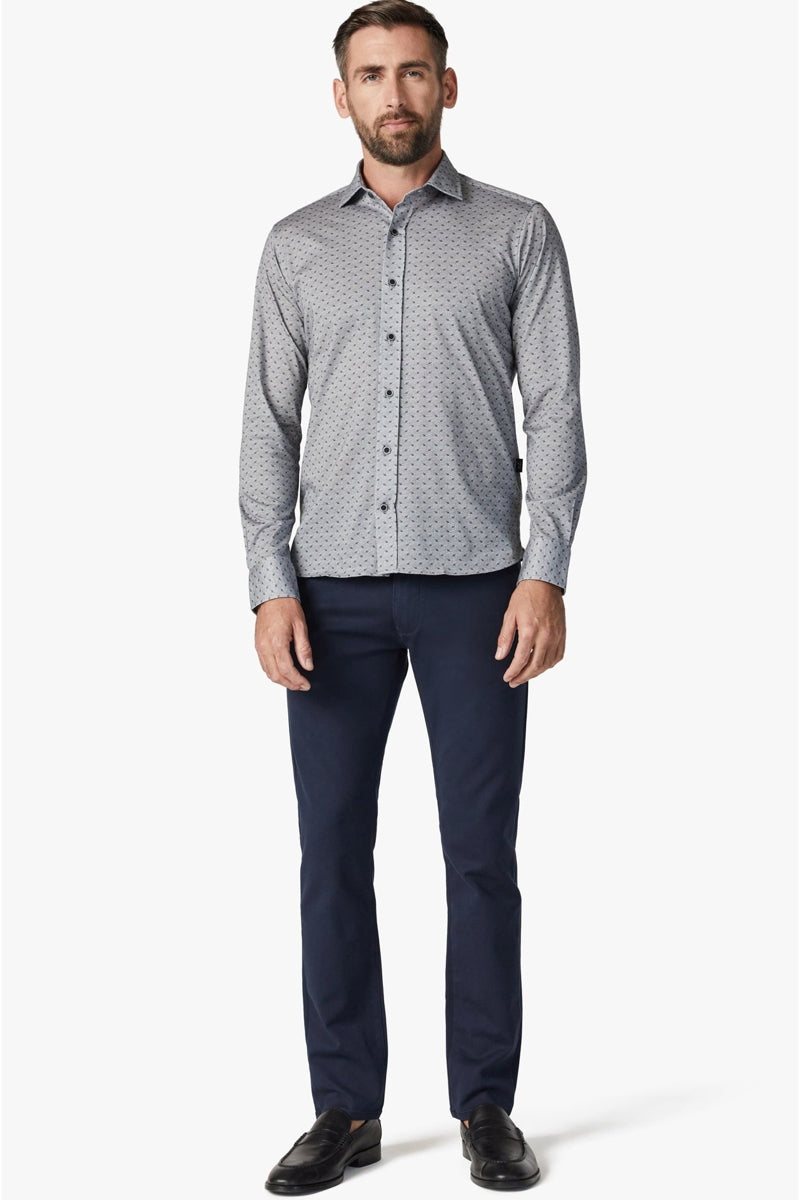 Wholesale,34 Heritage, 34 Heritage Grey Melange Leaf Print Knit Shirt, Grey, Small-42-TagSMedium-44-TagMLarge-47-TagLExtra Large-50-TagXLExtra Extra Large-54-TagXXL