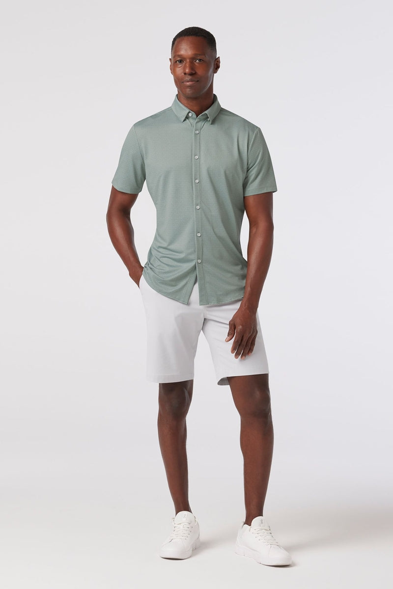 Wholesale,Mizzen + Main, Mizzen + Main Pale Green Dot Stripe Trim No Tuck Four-way Stretch Shirt, Green, Large-46-TagL
