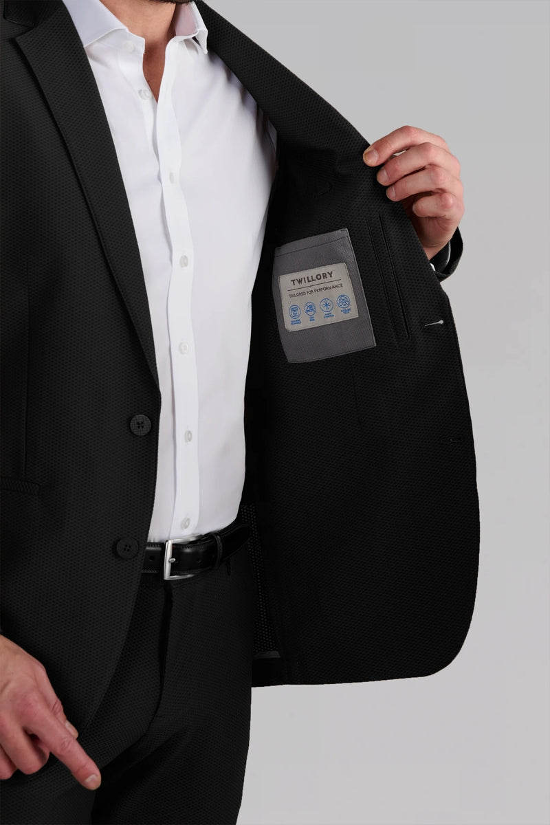Wholesale,Twillory, Twillory Black 360° Airflow Performance Textured Blazer, Black, Medium-40-Tag40