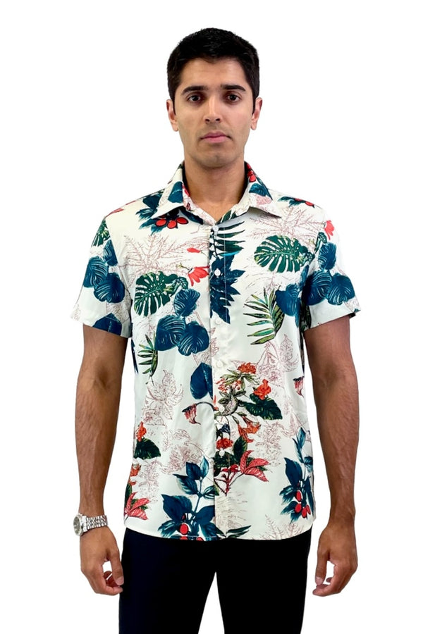 PatPat Green Tropical Print Short Sleeve Shirt