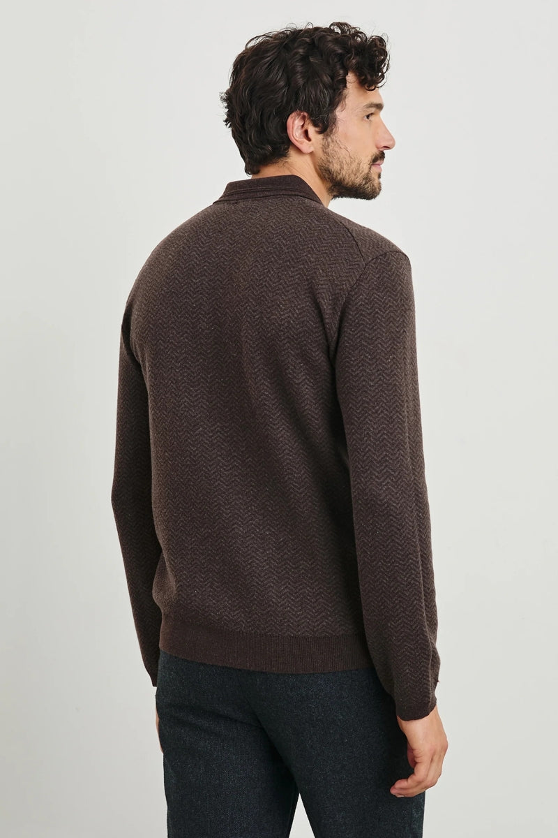 Wholesale,Rails, Rails Brown Herringbone Wool Jacquard Sweater Polo, Brown, Small-40-TagSMedium-42-TagMLarge-45-TagLExtra Large-48-TagXLExtra Extra Large-52-TagXXL