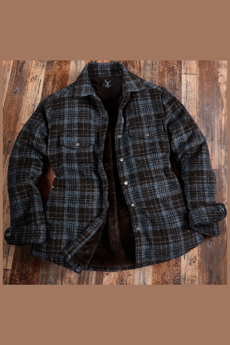 Wholesale,Nicoby Age of Wisdom, Nicoby Age of Wisdom Brown Plaid Flannel Mink Lining Shacket, Brown, Medium-45-TagM