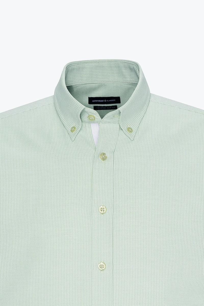 Wholesale,Altinyildiz Classics, Altinyildiz Classics Green Textured Dobby Slim Fit Shirt, Green, Extra Extra Large-50-TagXXL