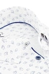 Direct From Brand,R2 Amsterdam, R2 Amsterdam White/Navy Conversational Knitted Short Sleeve Button Up Shirt, White, Small-40-Tag38