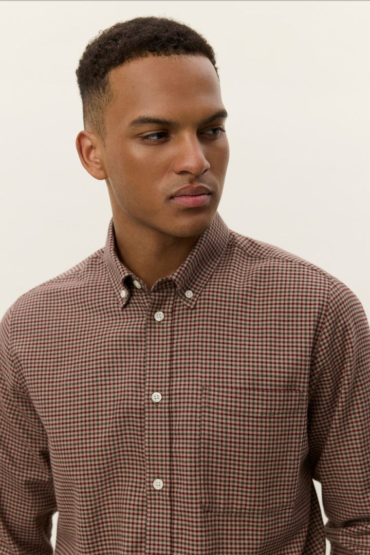 Wholesale,Les Deux, Les Deux Brown Check Brushed Flannel Shirt, Brown, Large-46-TagL