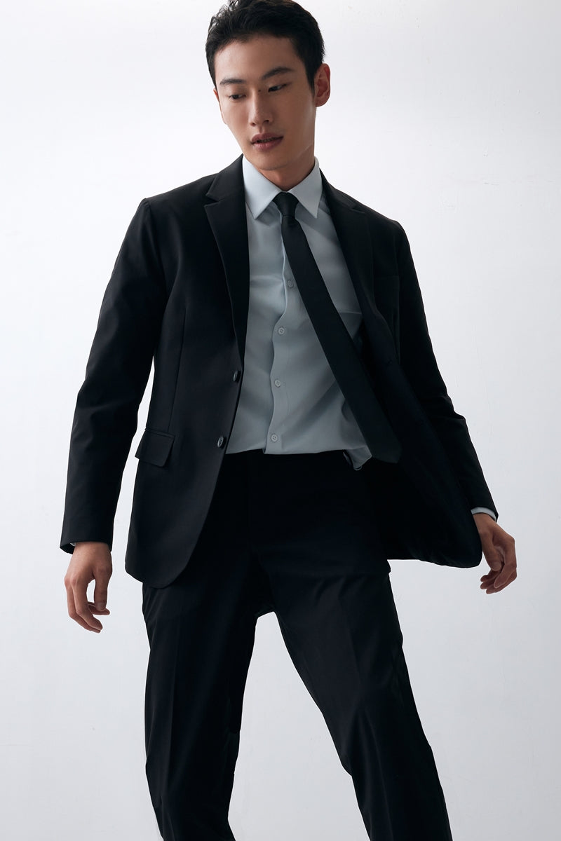 Direct From Brand,FYNE, FYNE Black Performance Water Repellent Blazer, Black, Large-44-TagXL