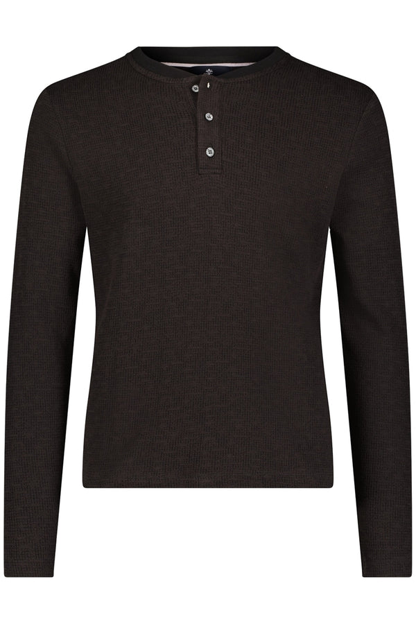 Luchiano Visconti Brown Jacquard Four-way Stretch Henley