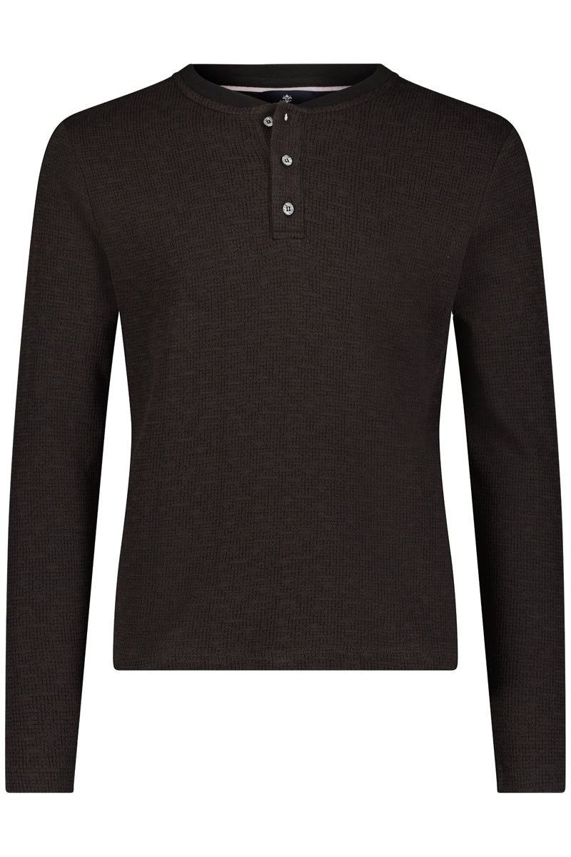 Wholesale,Luchiano Visconti, Luchiano Visconti Brown Jacquard Four-way Stretch Henley, Brown, Extra Large-44-TagXL