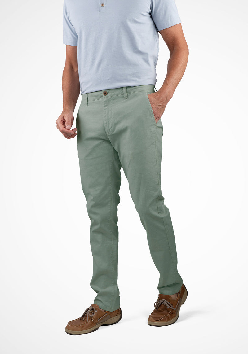 Brand Partner,Tailor Vintage, Tailor Vintage Chinois Green Puretec Cool Stretch Linen/Cotton Blend Chino Pant, Green, 30W-32L-Tag30