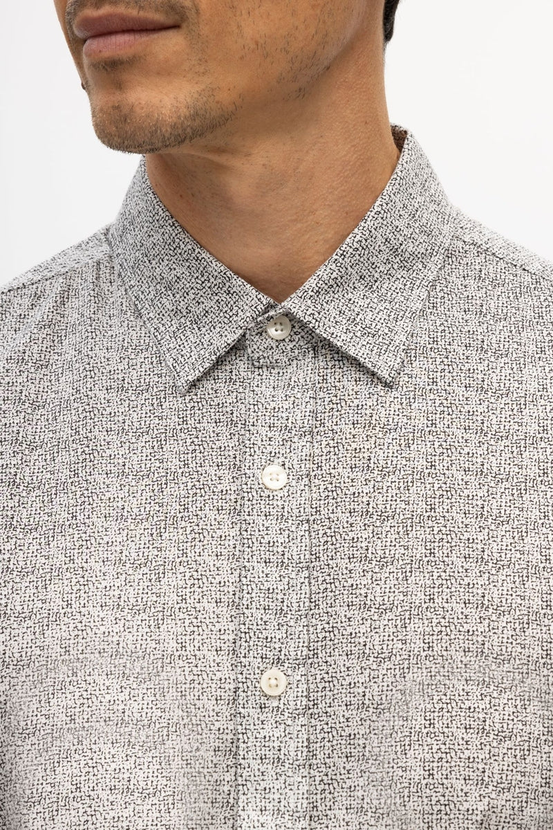 Faire,Julian & Mark, Julian & Mark White Abstract Printed Stretch Short Sleeve Shirt, White, Small-40-TagSMedium-42-TagMLarge-45-TagLExtra Large-48-TagXLExtra Extra Large-52-TagXXL