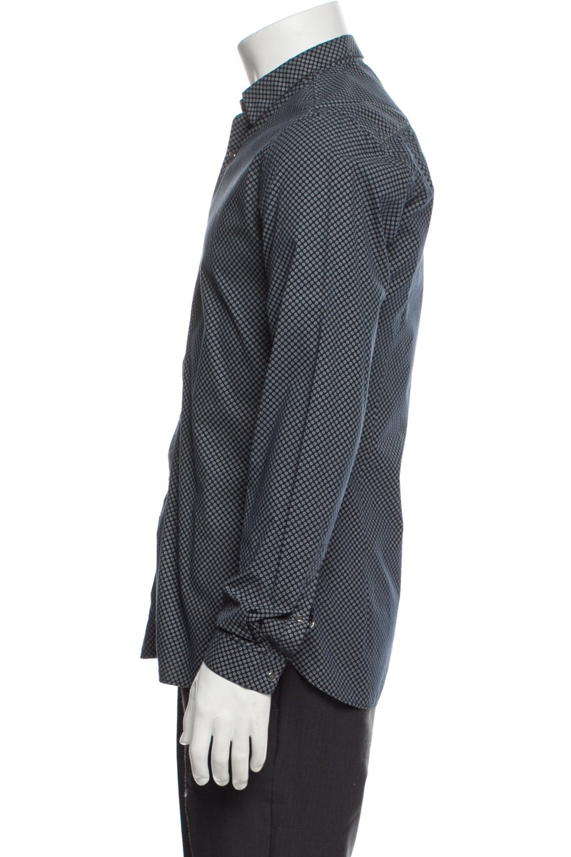 RealReal,The Kooples, The Kooples Blue Geo Dot Long Sleeve Dress Shirt, Blue, Extra Small-36-TagS