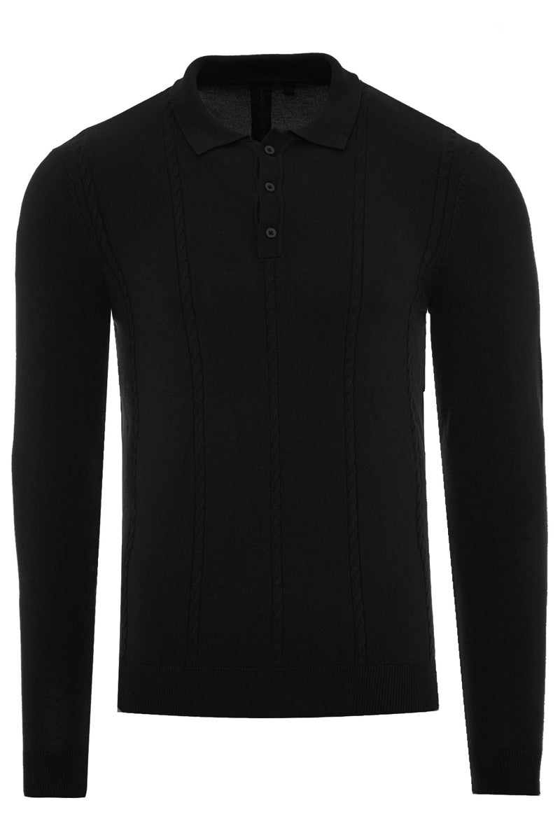 Other,Soulstar, Soulstar Black Knitted Polo, Black, Small-36-TagSMedium-38-TagMLarge-40-TagLExtra Large-42-TagXLExtra Extra Large-44-TagXXL