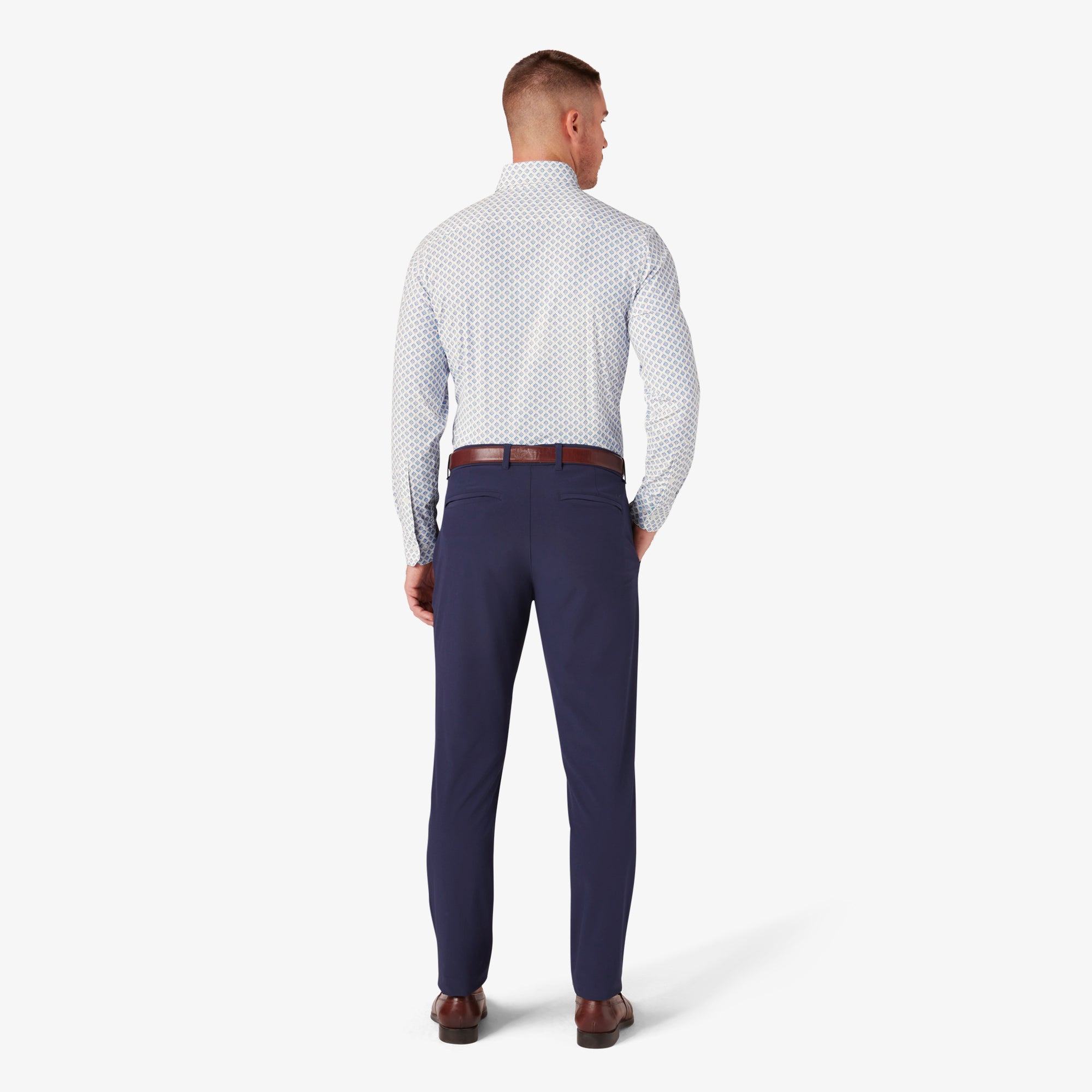 Wholesale,Mizzen + Main, Mizzen + Main White Fern Geo Print Trim Fit Long Sleeve Dress Shirt, White, Large-45-TagL