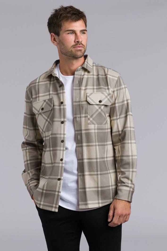 Wholesale,BYLT, BYLT Olive Plaid Coastal Overshirt, Green, Large-47-TagL