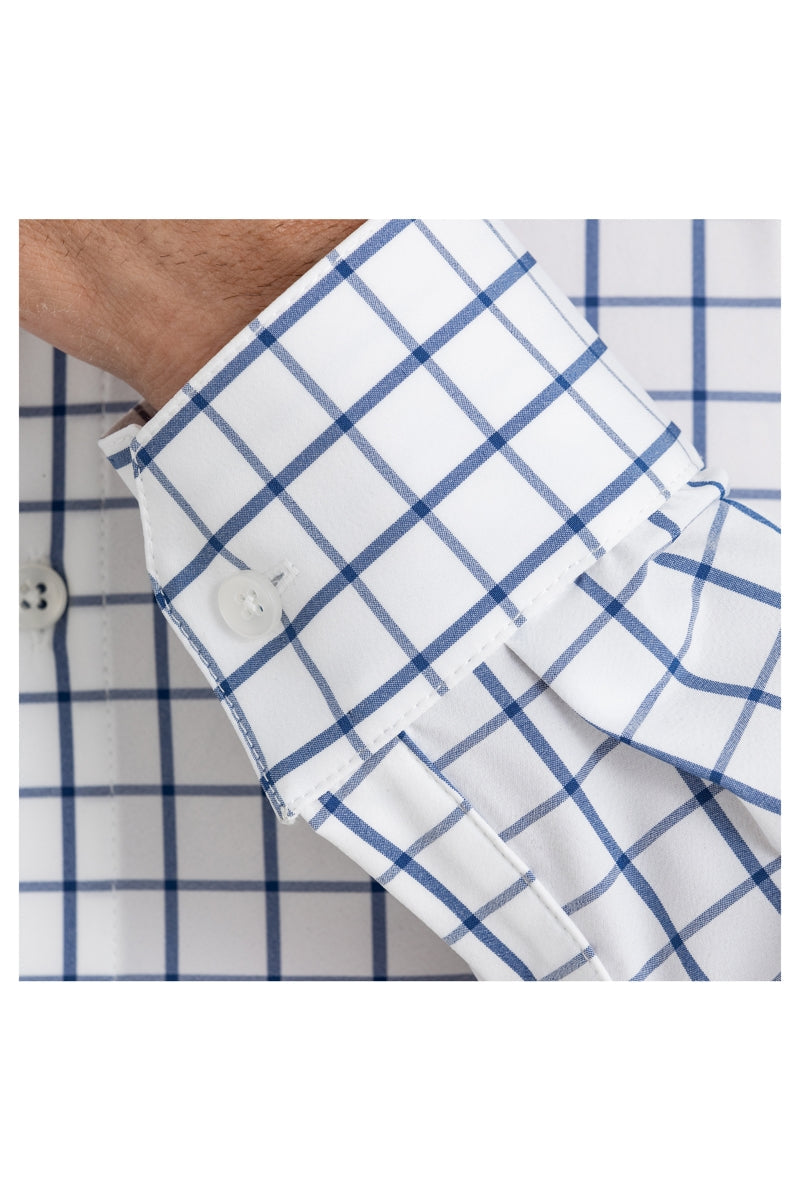 Wholesale,Mizzen + Main, Mizzen + Main White/Navy Windowpane Classic Dress Shirt, White, Extra Large-49-TagXL