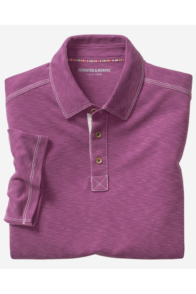 Wholesale,Johnston & Murphy, Johnston & Murphy Wine Vintage Slub Polo, Purple, Medium-42-TagMLarge-46-TagLExtra Large-48-TagXL