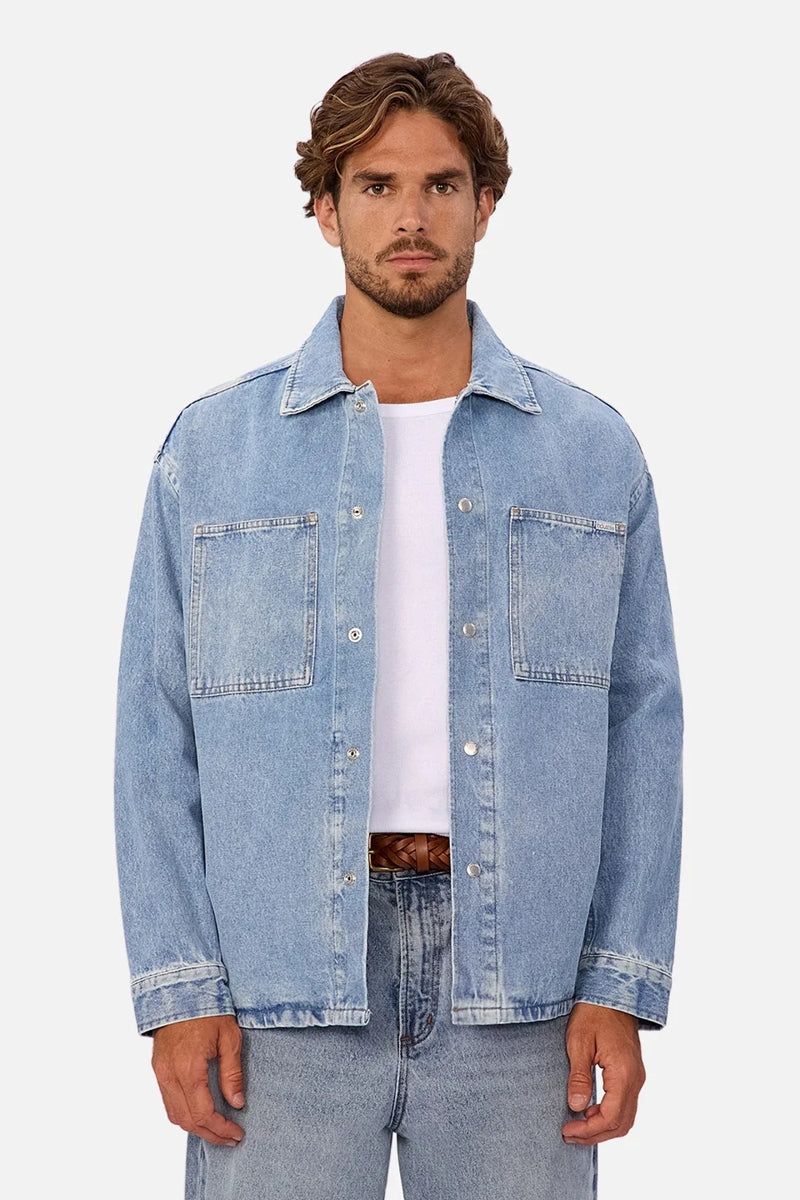 Wholesale,INDUSTRIE AUSTRALIA, INDUSTRIE AUSTRALIA Blue Denim Overshirt, Blue, Large-50-TagL