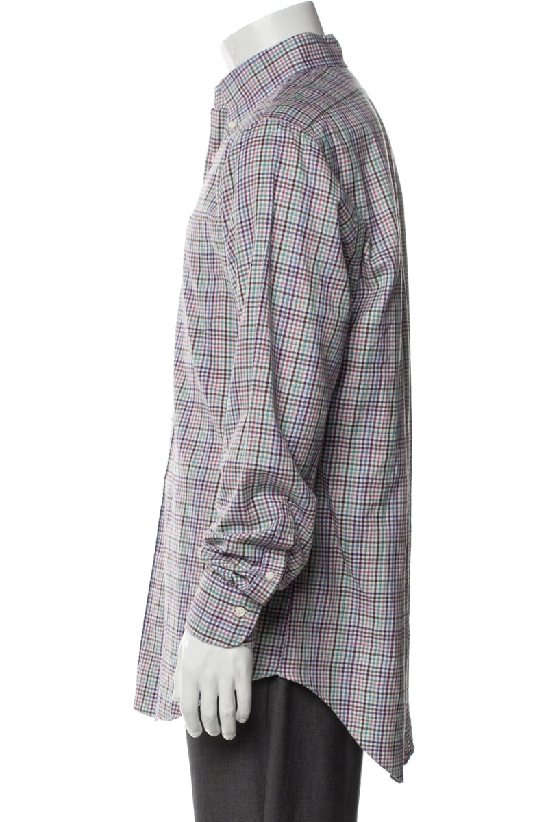 RealReal,Sid Mashburn, Sid Mashburn Purple Multi Plaid Print Long Sleeve Shirt, Purple, Medium-44-TagM