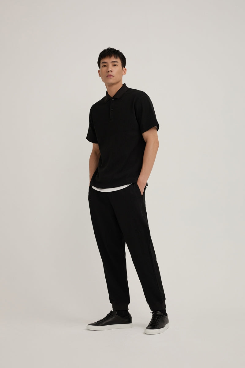Direct From Brand,FYNE, FYNE Black Knit Waffle Weave Joggers, Black, 32W-30L-TagM