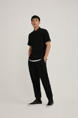 FYNE Black Knit Waffle Weave Joggers