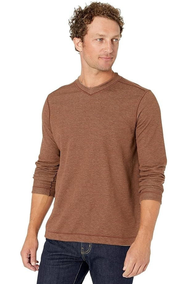 Wholesale,Johnston & Murphy, Johnston & Murphy Rust Reversible V-neck Sweatshirt, Brown, Extra Large-51-TagXL