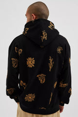 Kuwalla Black Embroidered Snap Hoodie