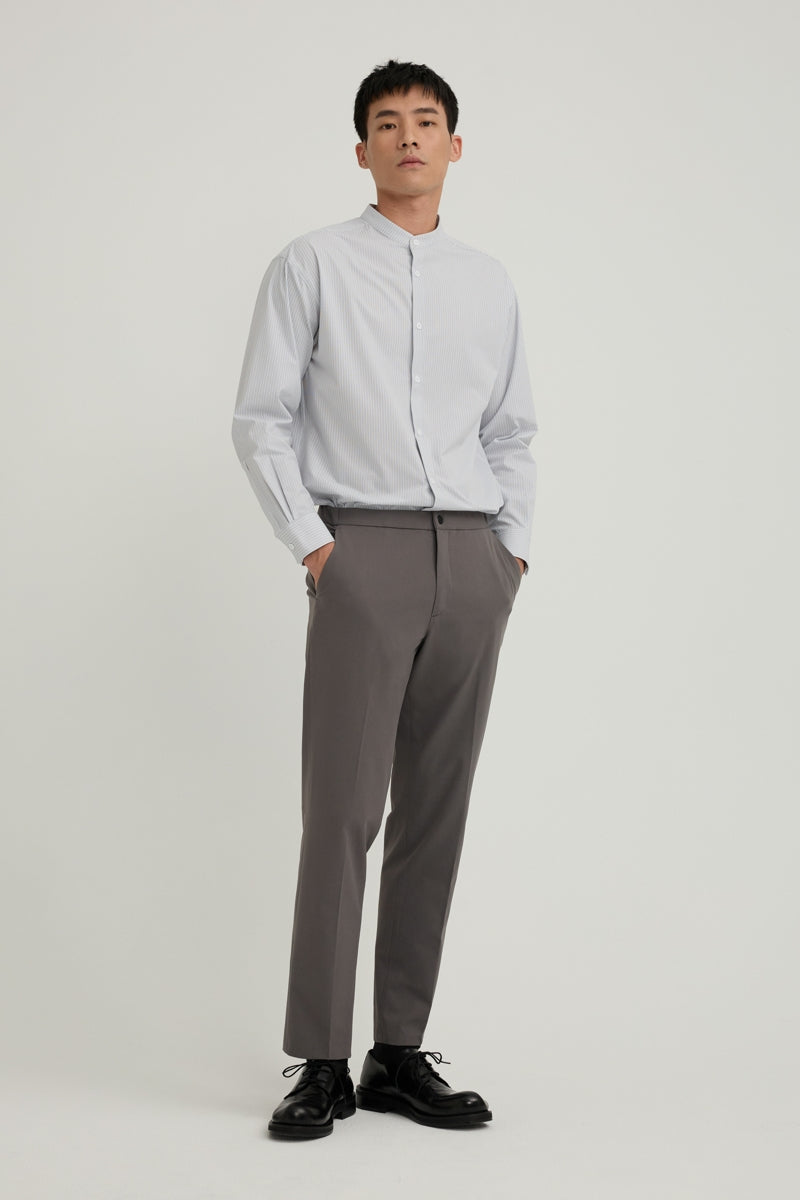 Direct From Brand,FYNE, FYNE Light Blue/White Stripe Stand Collar Moisture Absorption Shirt, Blue, Medium-44-TagMLarge-46-TagL