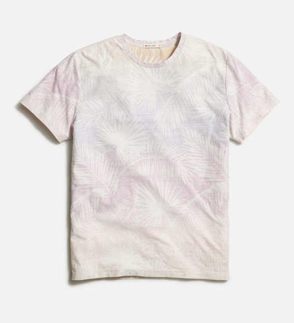 Wholesale,Marine Layer, Marine Layer Ombre Palm All Over Graphic Signature Crew Tee, Pink, Medium-43-TagM