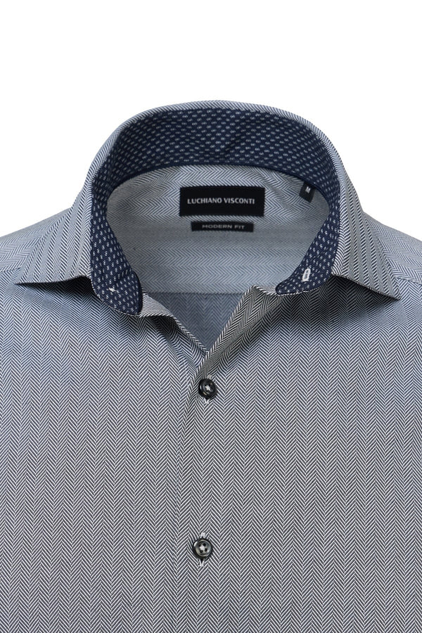 Luchiano Visconti Charcoal Herringbone Shirt
