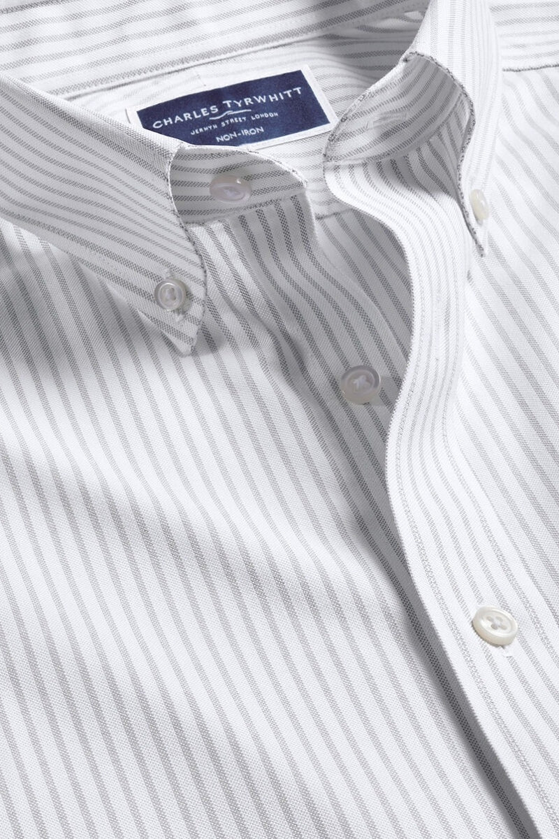 Wholesale,Charles Tyrwhitt, Charles Tyrwhitt Silver Grey Striped Stretch Shirt, Grey, Medium-42-TagMExtra Extra Large-51-TagXXLExtra Large-48-TagXL