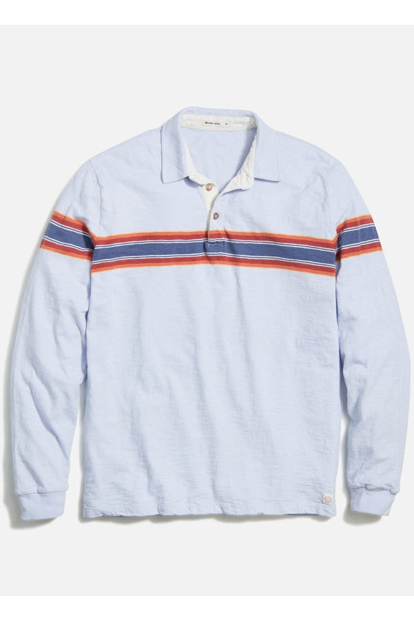 Wholesale,Marine Layer, Marine Layer Blue/Multi Stripe Vintage Heavy Slub Rugby Polo, Blue, Medium-44-TagM