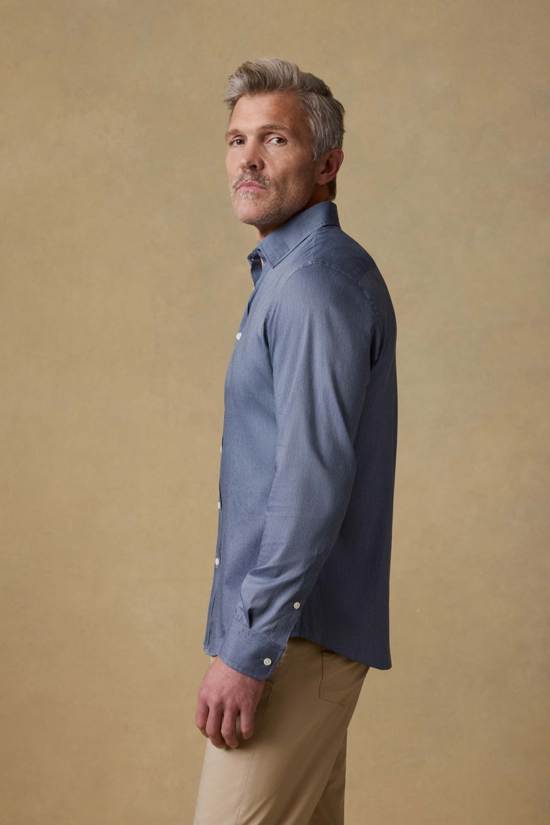 Wholesale,Faherty, Faherty Heather Navy Textured Shirt, Blue, Small-40-TagSMedium-42-TagMLarge-46-TagLExtra Large-49-TagXLExtra Extra Large-52-TagXXL