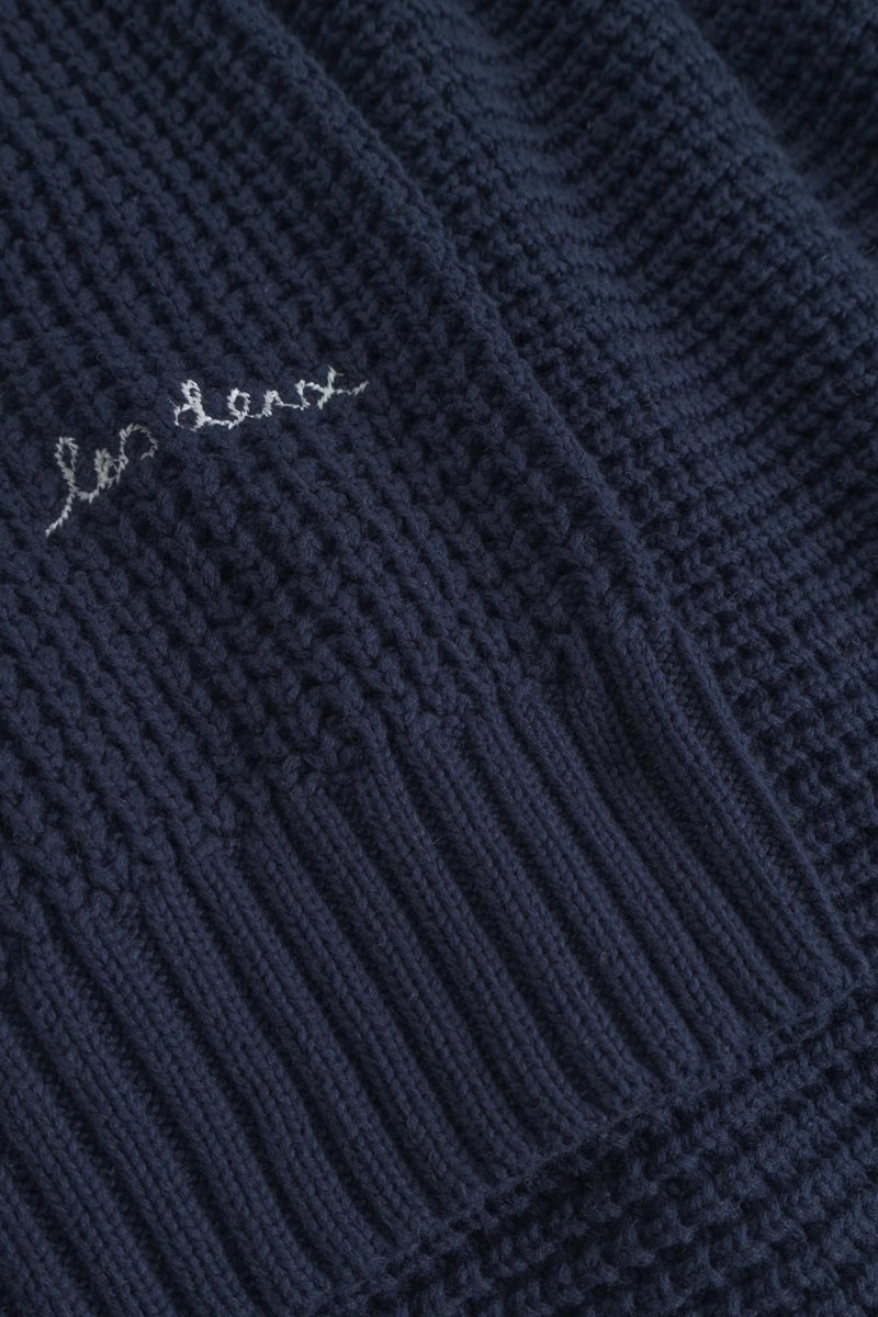Wholesale,Les Deux, Les Deux Navy Waffle Weave Crewneck Knit Sweater, Blue, Medium-48-TagM