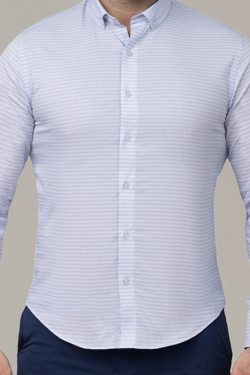 Wholesale,Twillory, Twillory Blue/White Wave Dobby Untuckable Shirt, Blue, Small-40-TagSMedium-43-TagM