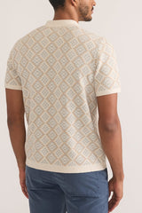 Marine Layer Oatmeal Geo  Short Sleeve Sweater Shirt