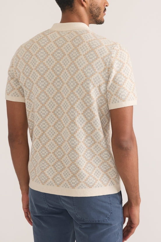 Wholesale,Marine Layer, Marine Layer Oatmeal Geo  Short Sleeve Sweater Shirt, Tan, Extra Extra Large-52-TagXXL