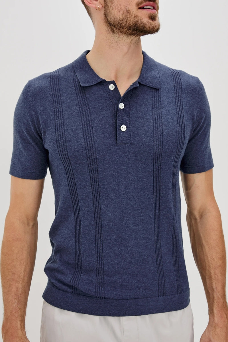 Wholesale,Rails, Rails Indigo Denim Striped Knit Polo, Blue, Large-43-TagL